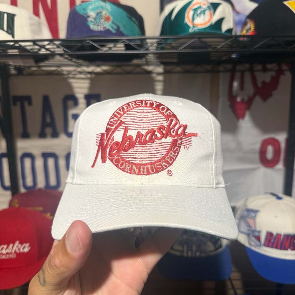 Vintage The Game Nebraska Cornhuskers White Retro Circle Snapback Hat